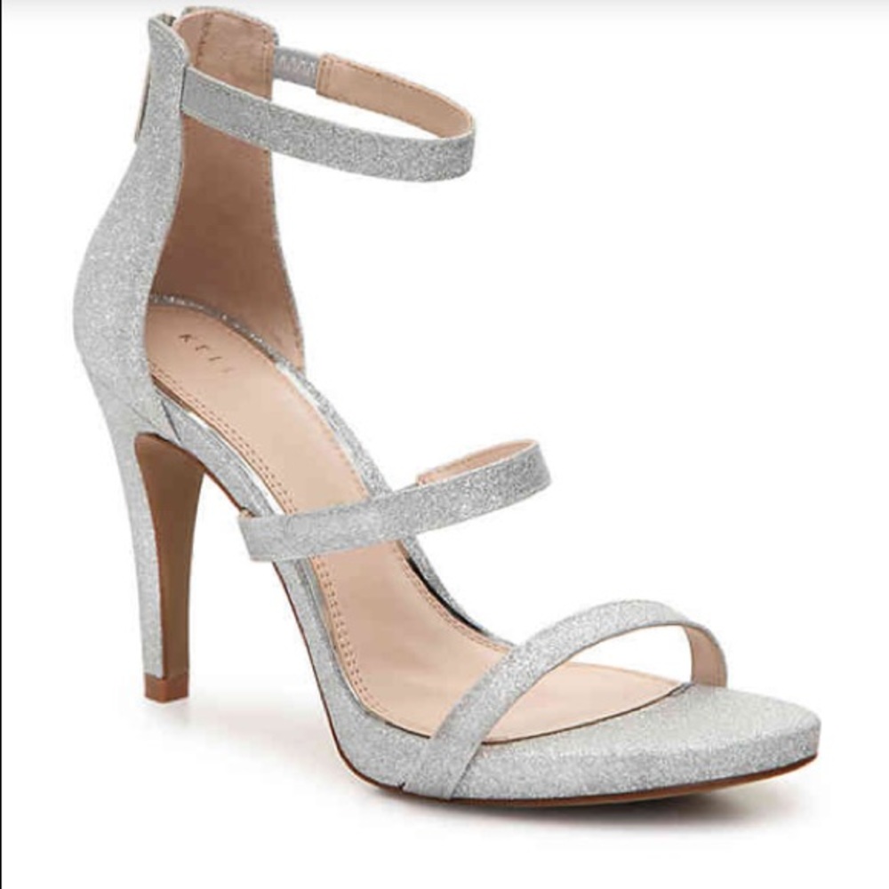 Kelly and Katie Silver Strappy Heels